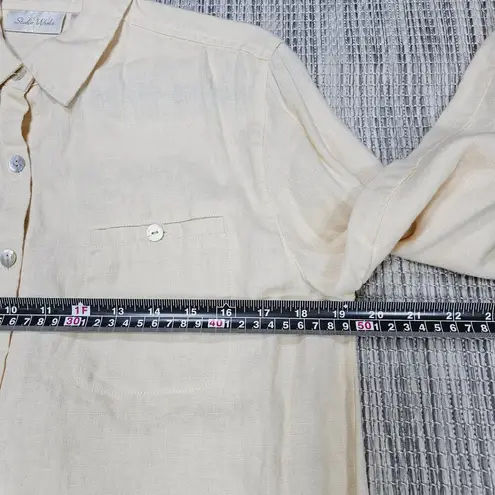 Studio Works  Shirt Womens Small 100% Linen Pale Peach Mother of Pearl Buttons Up