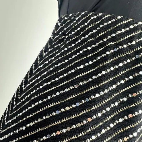 St. John Evening Skirt Womens 2 Pencil Sequin Chevron Pailette Santana Knit