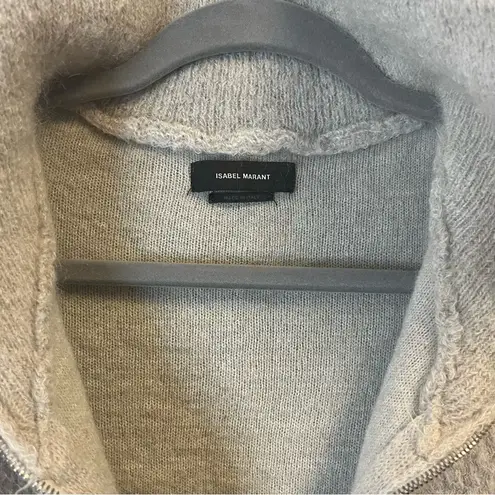 Isabel Marant Knit Amina Mohair-Blend Zip-Up Sweater in Cream/Gray XS(?) *FLAW*