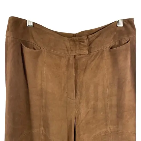 Juliana Collezione 100% Suede Leather Pants Women's 8 Brown Bootcut High Rise Tan