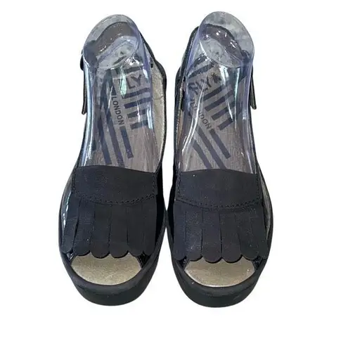 Fly London Womens Patent Bind303Fly Slingback Platform Sandals Black Size 41 US - Image 2