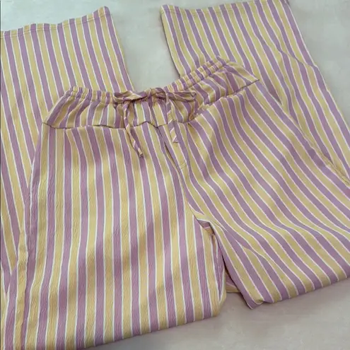 Boutique Striped Lavender and Yellow Wide Leg Lounge Pants
