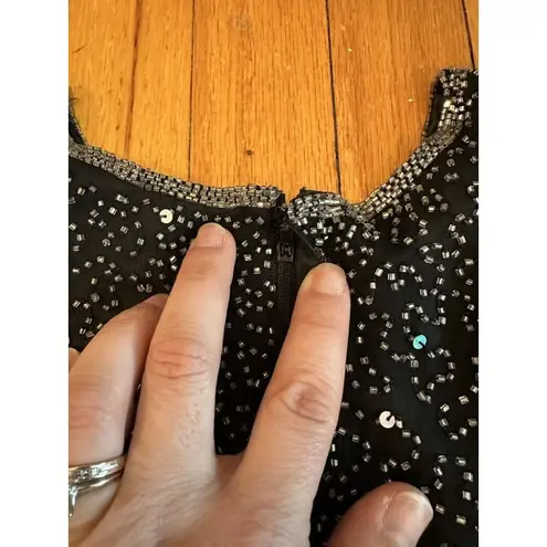 Laurence Kazar Vintage Women's Size S Beaded Silk Dress, Black Party