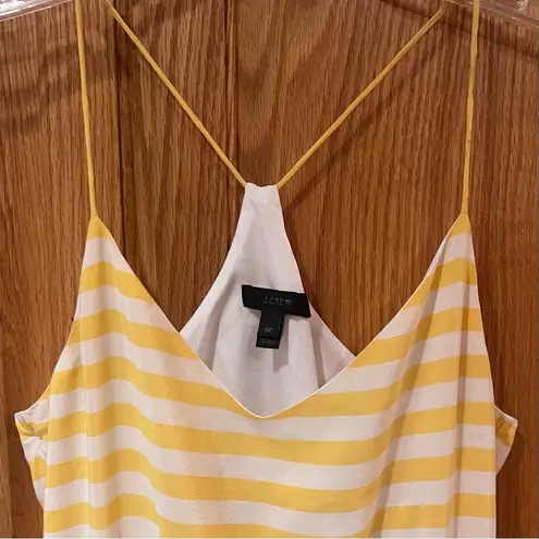 J.Crew  Carrie Stripe 100% Silk Midi Dress in Brilliant Sunflower & White Size 00