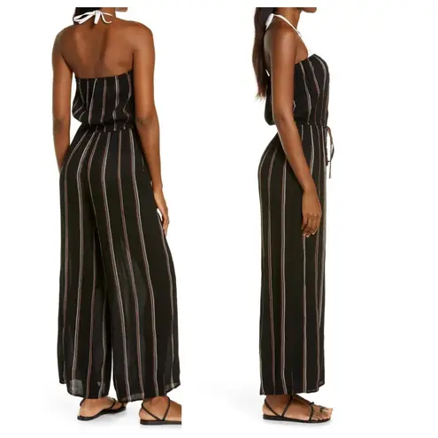 Elan  Stripe Swim Cover-Up Jumpsuit (M)