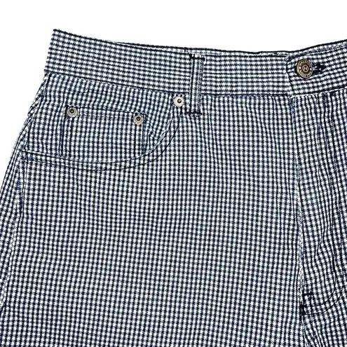 H by Halston Vintage Halston Jeanswear Womens Checked Denim Shorts Cotton Blue White Size 12