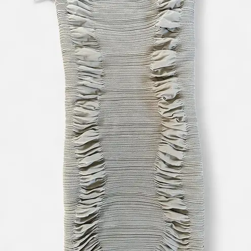 Aura Small sm Gray pleated bodycon mini short sleeve party dress