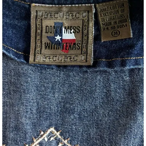 Don't Mess With Texas Vest Size Medium Western Country Short Blue Studded Cross