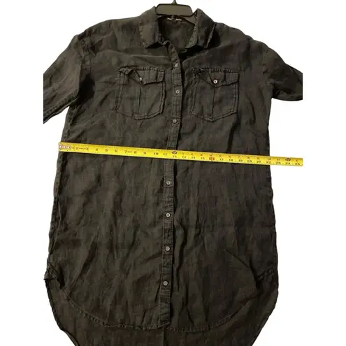 James Perse Shirt Dress Women Size 1 Black Long Sleeve Collar Standard