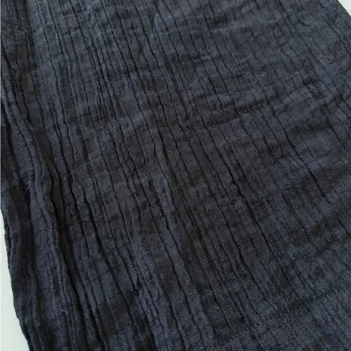 Blu Pepper  Casual Crepe Wide-Leg Black Pants with Pockets