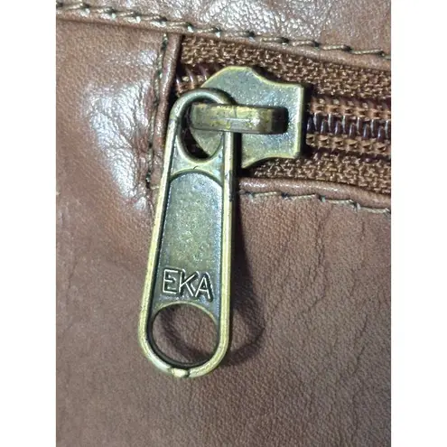 None Brown Genuine Leather Crossbody Organizer Purse Bag TEXAS Star Adjustable Strap