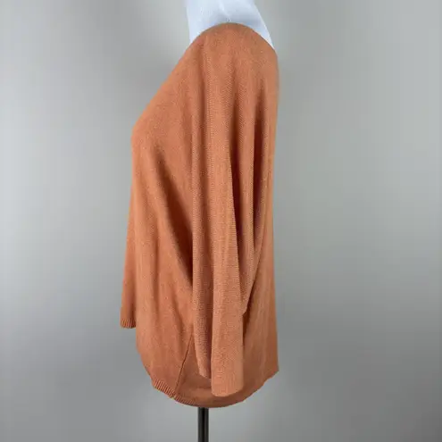 Made in Italy Sweater Top Womens Large Orange 3/4 Sleeve Dolman V