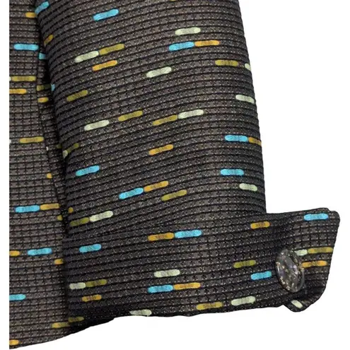 Santorelli Womens Brown Patterned 3 Button Collared Blazer Jacket Size 4