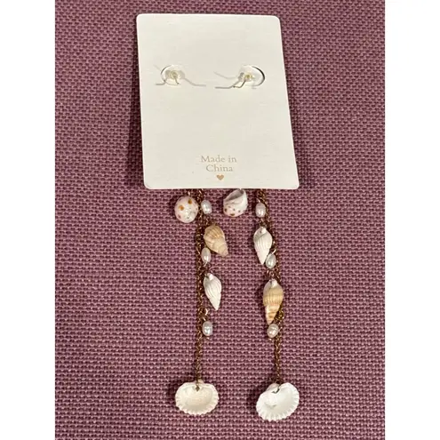 Casa Clara Quinn Earrings in Seaside One Size New Womens Seashells Dangle Drop Gold