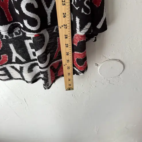 Mishca Dress Y2k City Small Black White Red Long Sleeve Lace Yes Print Dress