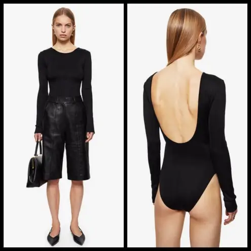 ANINE BING 💕💕 Lane Bodysuit ~ Ribbed Scoop Neck Black NWOT