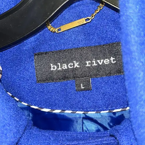 Black Rivet Blue Pea Coat / lined jacket / coat / pea coat / belted coat