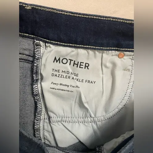 Mother Jeans NWT Mid Rise Dazzler Ankle Fray Fancy Meeting You Here Size 31 Blue