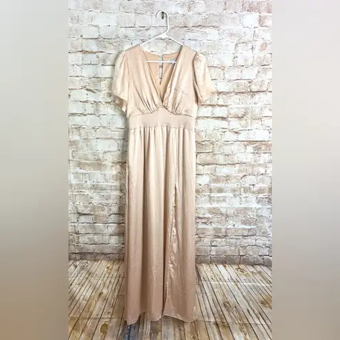 Baltic Born Preston Satin Maxi Dress in Champagne Size Medium NEW