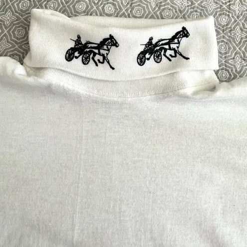 Augusta Sportswear Vintage Equestrian White Long Sleeve Turtleneck Shirt Horse M