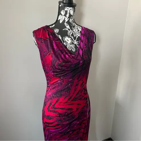 Cache  Red Purple Cowl Neck Dress evening designer gown brand new medium