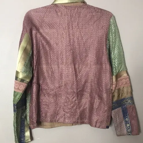 Vtg Marisol patchwork star button up fall winter cardigan coat size small