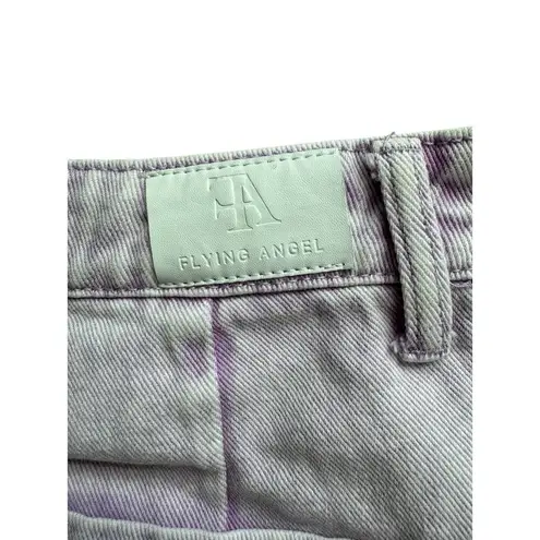 Flying Angel Women’s Wide Leg Jeans 9/29 Lilac Purple Acid Wash Denim Y2K Style