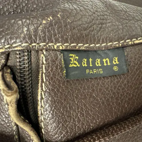 Y2K KATANA Paris Vintage Brown Genuine Leather Backpack Handbag Purse 12” X 9”