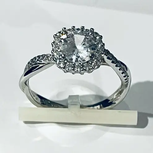 Giani Bernini NEW TWIST HALO RING CZ & Sterling Silver Ladies Size 9 Boxed