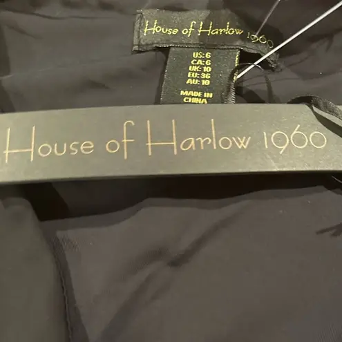 House of Harlow 1960 BLACK STRETCHY BEADED FRINGED SKIRT 6