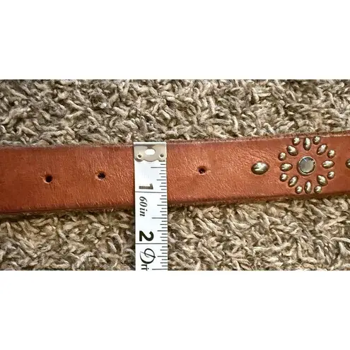 Cowboy 8 Belt Brown Leather Studded Rhinestones 1.25”x49” Western Cowgirl Rodeo