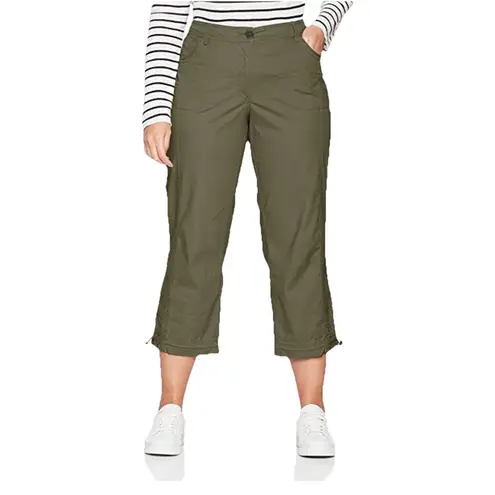 Ulla Popken Damen Crop Pants Women's 20 Olive High Rise Stretch Casual Outdoors Green Size undefined