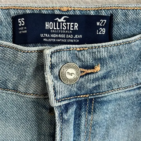 Hollister  Ultra High Rise Dad Jean Distressed Denim Jeans W27 L29 5S