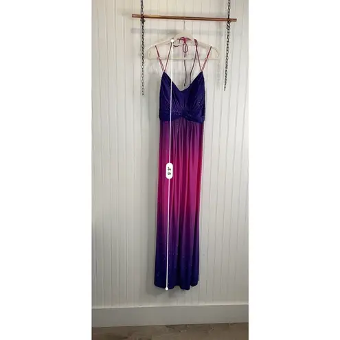 Onyx Nite Formal Dress Ombre Pink Purple V-Neck Strappy Wedding Event Size 14W