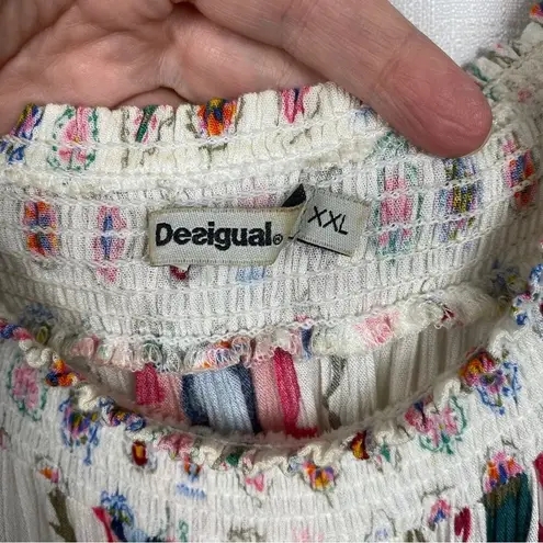 Desigual White D Minor Floral Peasant Blouse Sz.XXL