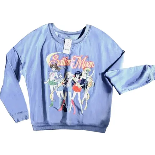 Sailor Moon Sweatshirt Womens Light Blue Graphic Pullover Anime Merch Size M Size M