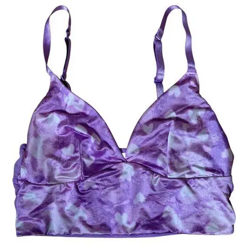 AUDEN Silky Lilac Heart Bralette Crop Top Corset Size Small Mesh back Purple