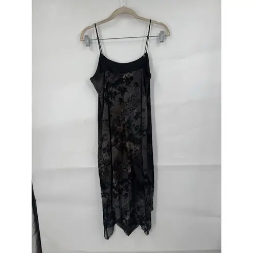 VTG Y2K Witchy Whimsigoth Midi Dress Women M Black Grunge Vampire Retro Velvet Size M