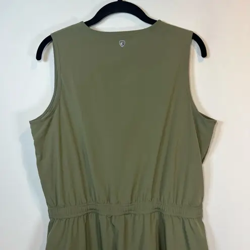 Kuhl Women's Vantage Dress Green Lightweight Stretch Sleeveless Drawstring Large