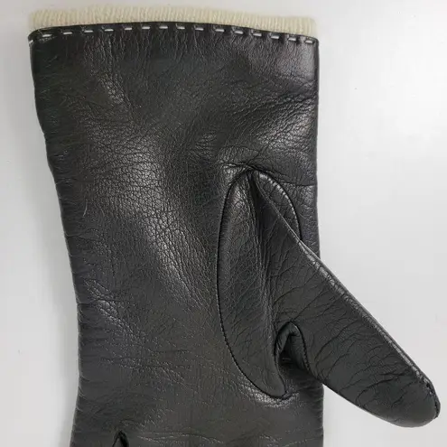 Ann Taylor Vtg  Womens Gloves S Black Sheepskin Cashmere Wool Blend Lining Soft