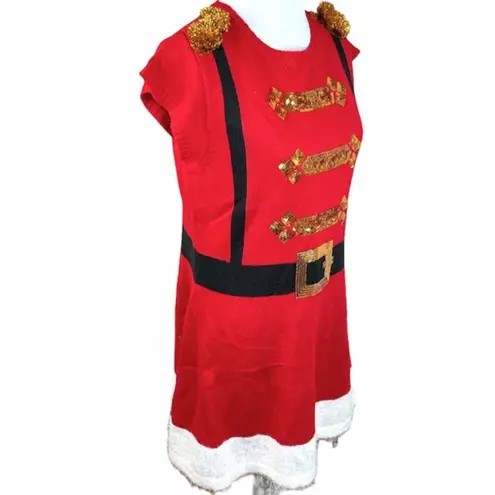 it's our time It’s Our Time Soldier Knit Sweater Dress Red White Size Large