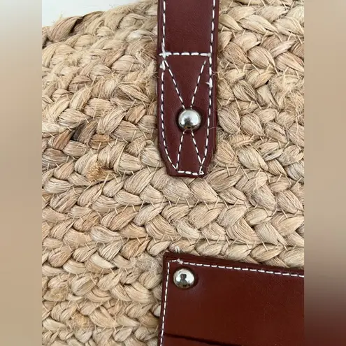 Haute Hippie Jute Tote w/ Leather Pockets & Straps, NWOT