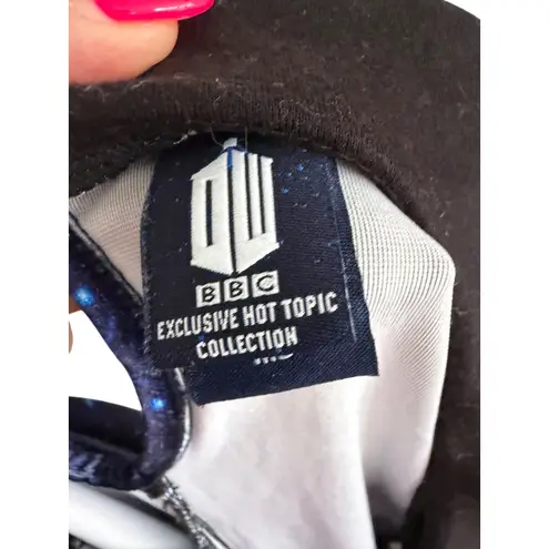 DOCTOR WHO Velvet BBC Galaxy Print Collared Dress Size Medium Blue