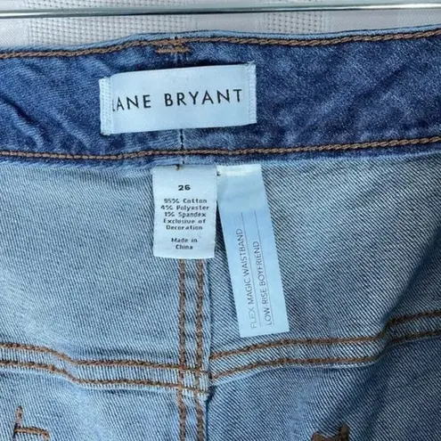 Lane Bryant  Flex Magic Denim Low Rise Boyfriend Curvy Fit  Distressed Size 26