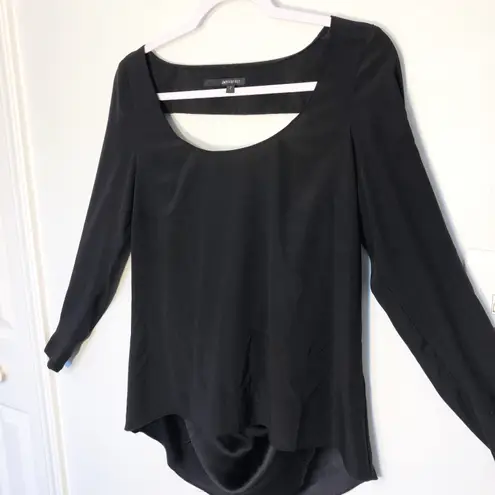 Jay Godfrey Blouse Silk Black Women’s Sz 2 Flowy Long Sleeves Open Drapey Back