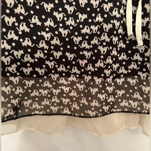 Rosebud x Francesca’s Cat Print Layered Drawstring Waist Mini Dress Size Medium
