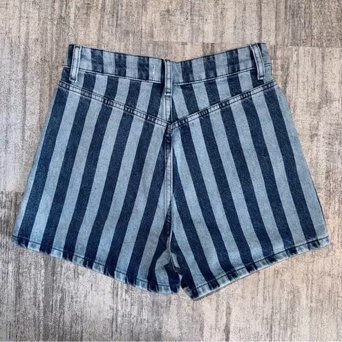 ZARA  High Rise Striped Denim Shorts 4