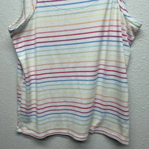 KIKIT Multicolor 80s Retro Chic Coquette Soft Girl Henley Tank Top Women's Large White