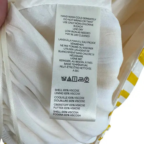 Maeve Anthro Yellow White Striped Satin Halter Scarf Bubble Hem Blouse Size M Size M