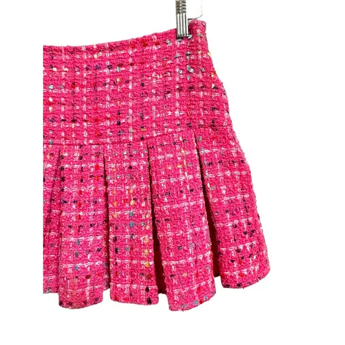 The Moon Day +  hot pink tweed pleated mini skirt size medium NEW